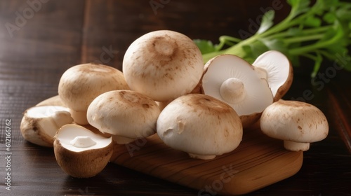 mushrooms on a wooden board