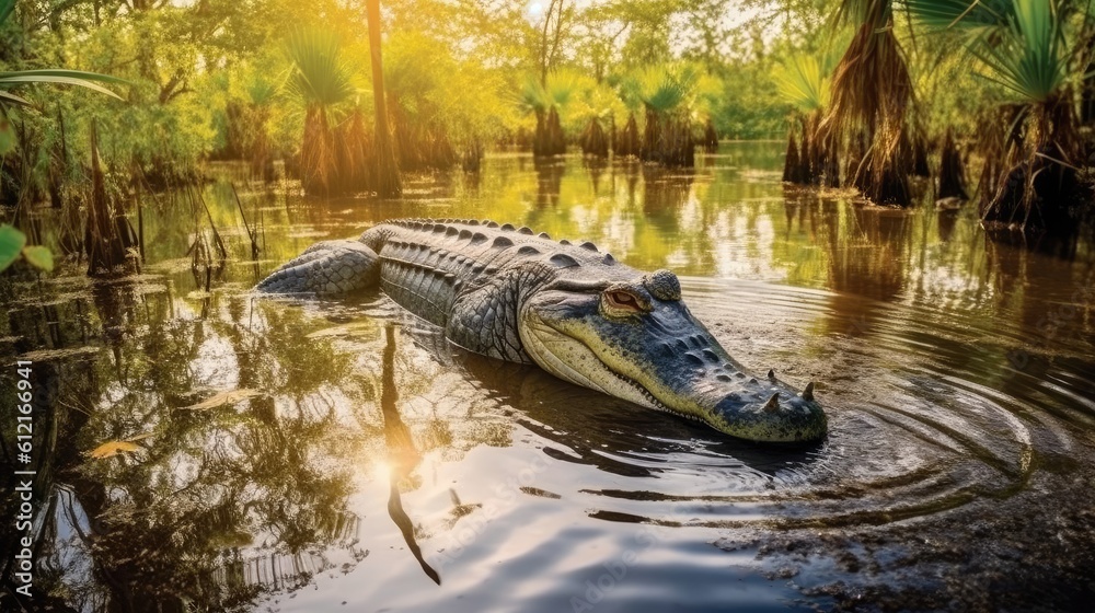 alligator in the everglades - obrazy, fototapety, plakaty 