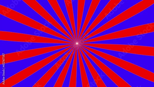 red sunburst animated on blue background, Background ray abstract broad of sunlight. bright red explosion for backdrop