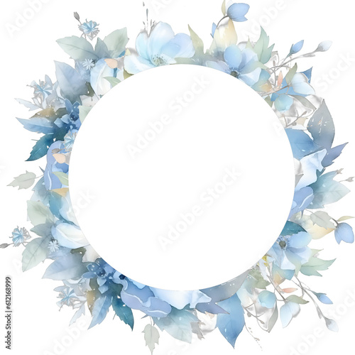 Watercolor blue flowers bouquet, png with transparent background