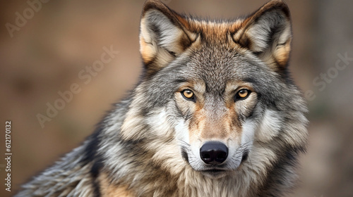 Close up of a wolf on bokeh background generative ai illustration