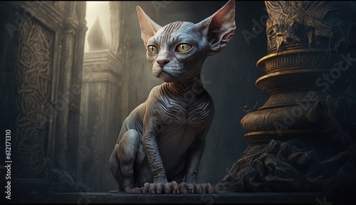 egypt sphynx cat cinematic backgroundcat on the roof