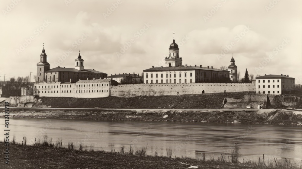 Tobolsk Kremlin 1940 vintage sepia hungarian parliament building