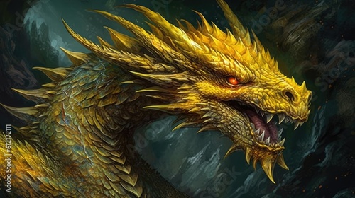 close up of a yellow dragon