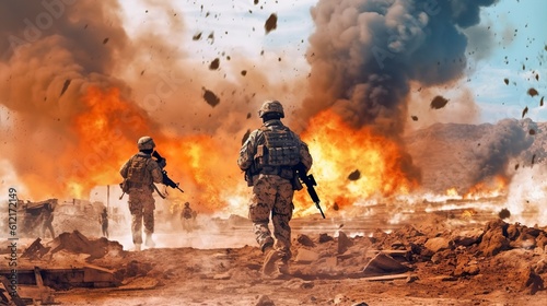 military special forces soldiers crosses destroyed