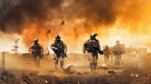 military special forces soldiers crosses destroyed