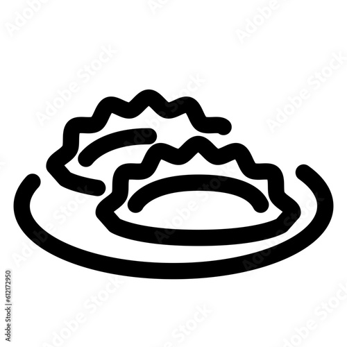 食べ物、餃子、中華を表すラインスタイルのアイコン