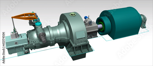 servo hydraulic governor turbine 3D illustration