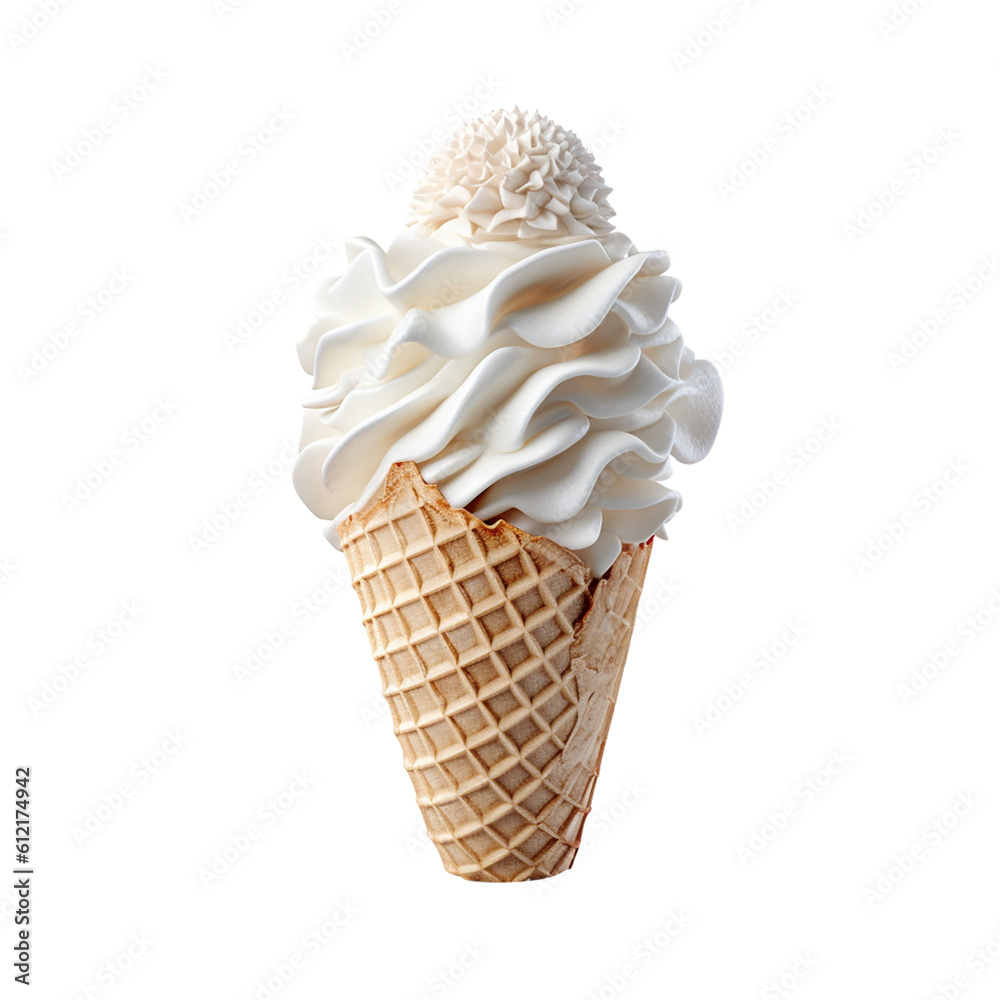 ice cream cones isolated on white background generative ai, clipping path, png file ice cream cones isolated on white background generative ai, clipping path, png file