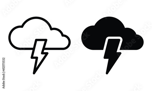 Thunder icon with outline and glyph style.