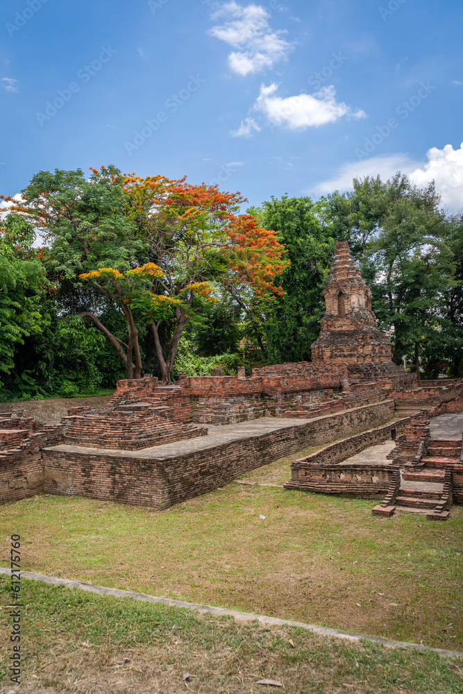 Wat Pu Pia Temple is one of the ruined temples and stupa in Wiang Kum Kam a historic settlement archaeological site in Chiang Mai, Northern Thailand.