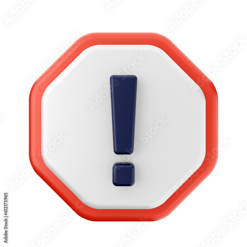 3d caution warning danger alert sing icon illustration render