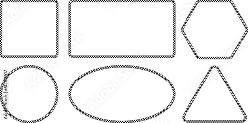 black wehite Checkered frame set on transparent background