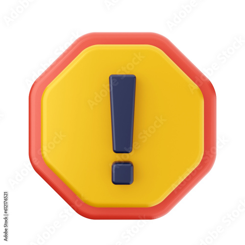 3d caution warning danger alert sing icon illustration render