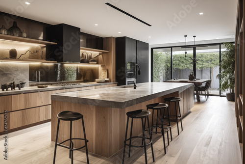 Australian mansion with a modern kitchen, generative AI