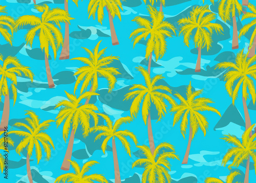 abstract tropical background, wallpaper of palm trees, summer holiday concept created with generative ai technology