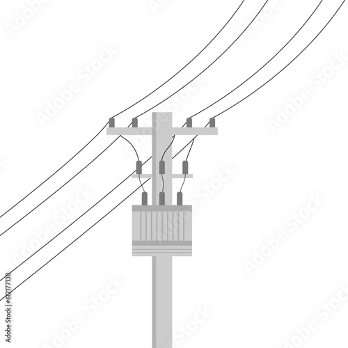 Electric post in flat design on white background.