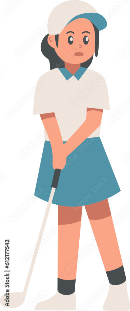 Hitting a Gold Ball Female Golfer Illustration Vector Hitting a Gold Ball Female Golfer Illustration Vector