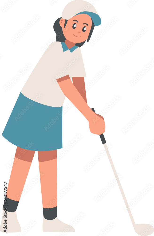 Hitting Ball Female Golfer Illustration Vector Hitting Ball Female Golfer Illustration Vector