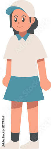 Standing Female Golfer Illustration Vector