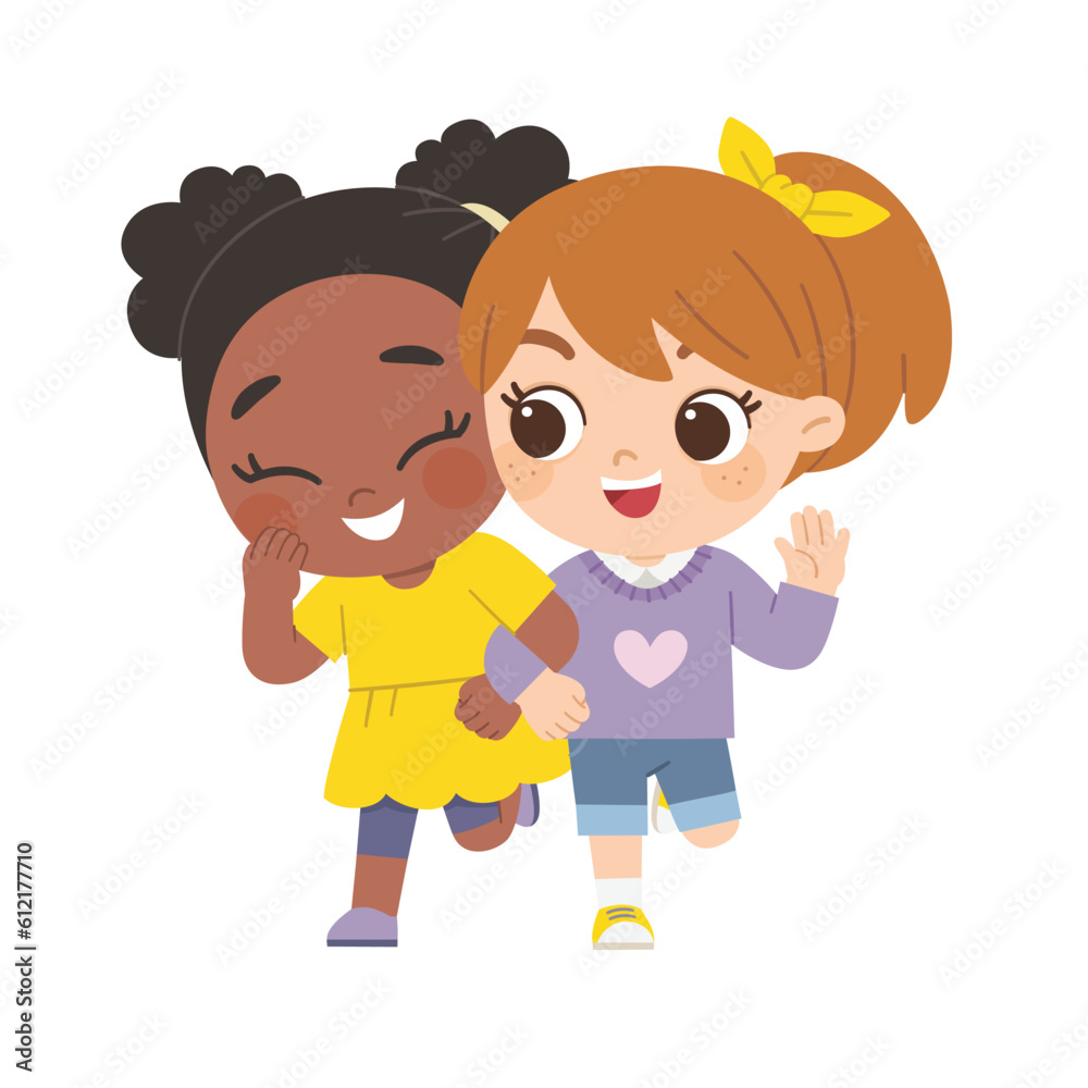 Kids jumping and Holding Hands together. Happy kids best friends. Kids jumping and Holding Hands together. Happy kids best friends.