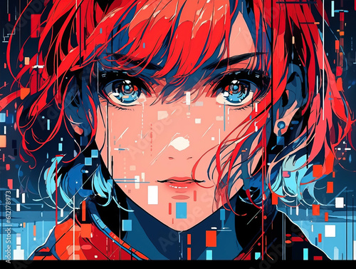Anime girl illustration, created with generative ai tecnology.
