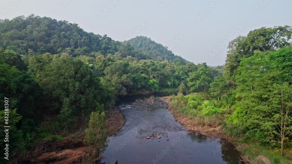 stream in the forest going through mountains drone shot 4k 30p stream in the forest going through mountains drone shot 4k 30p