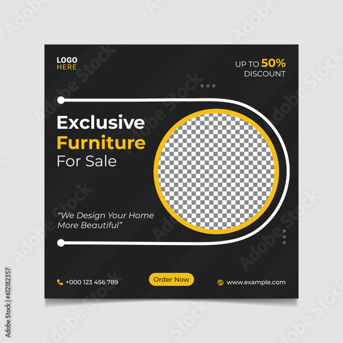 Exclusive Furniture sale post Social Media template Design 