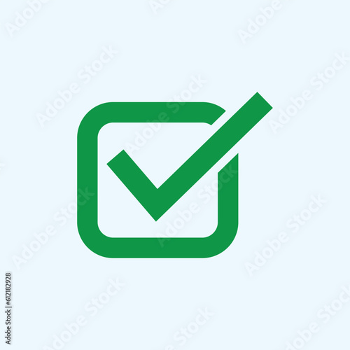Check mark green line icons. Vector illustration. - Vector