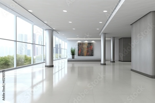 Modern hallway s white blank wall with space for your ideas text Generative AI