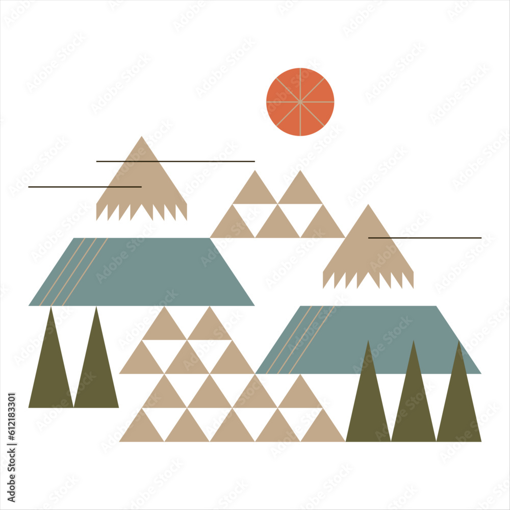 Geometric Mountains Illustration