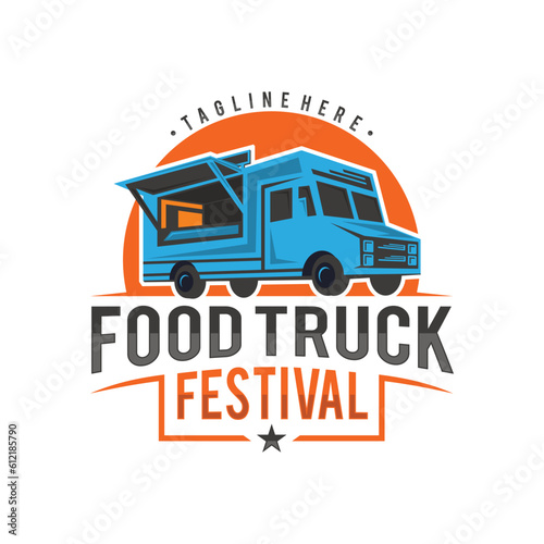 Emblem logo of Food Truck Festival vector