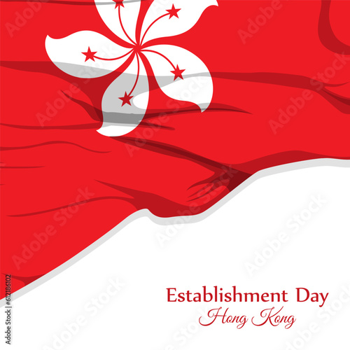 Vector illustration of Hong Kong Establishment Day social media story feed mockup template