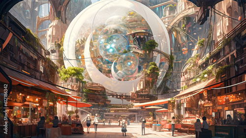 Futuristic world technology city background