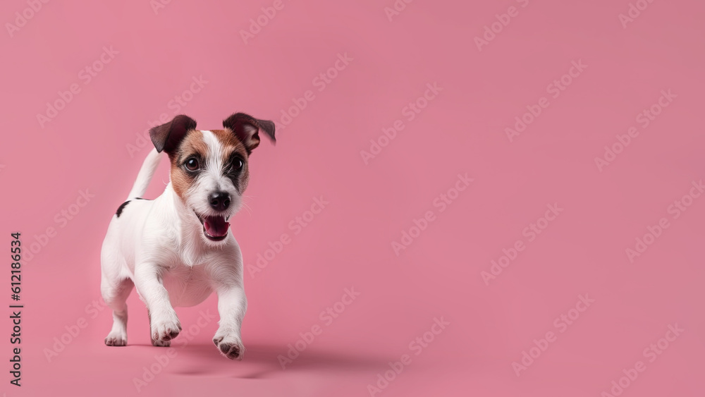Jack russell terrier dog on pink background (Generative AI)