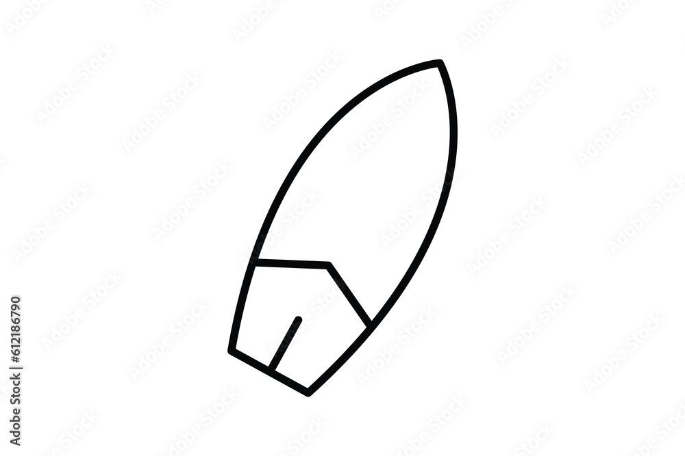 Surfboard icon. Line icon style design. Simple vector design editable Surfboard icon. Line icon style design. Simple vector design editable