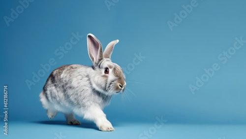 Polish rabbit on blue background  Generative AI 