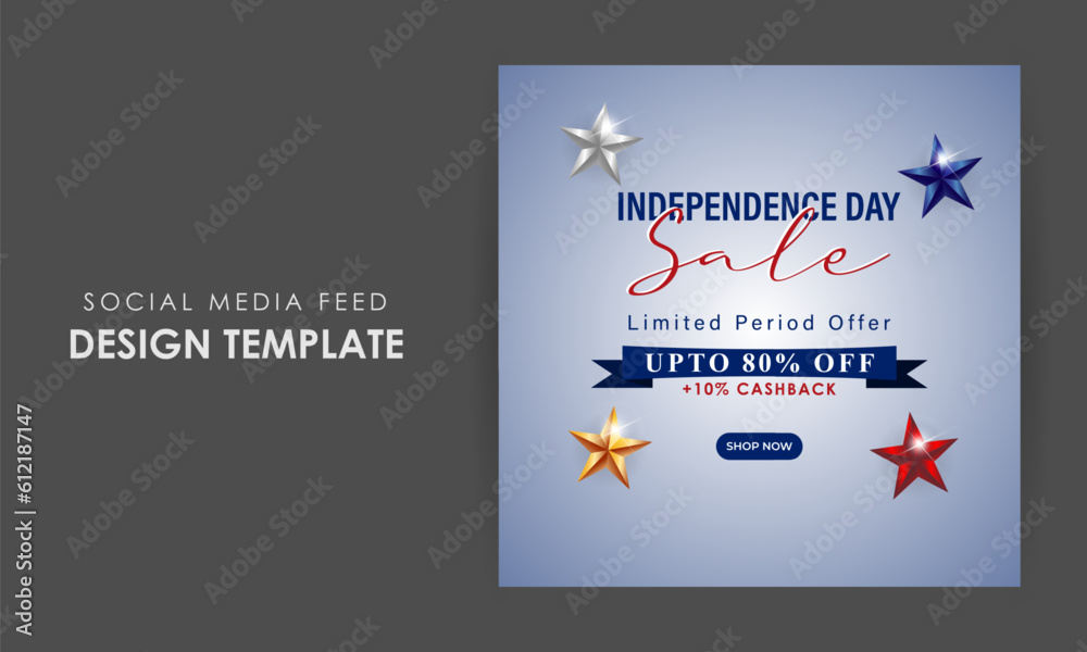 Vector illustration of American Independence Day Sale social media story feed mockup template