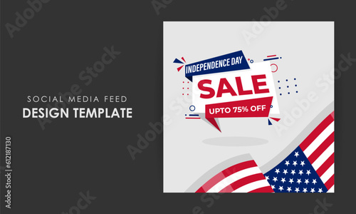 Vector illustration of American Independence Day Sale social media story feed mockup template