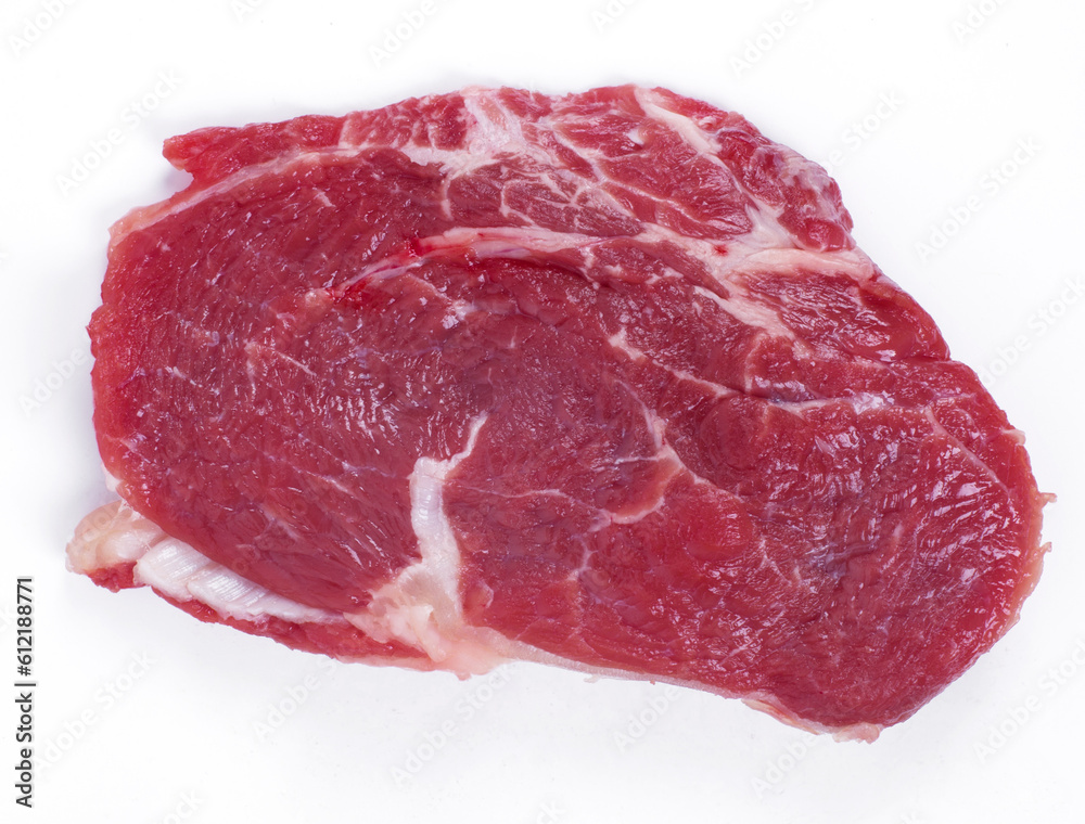 Food. Raw steak on the table