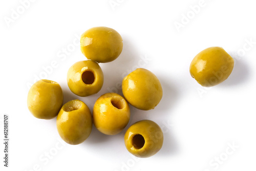 Delicious olives on a white background