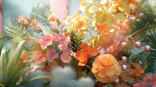 beautiful summer flower summer plant background soft color palette Generative AI