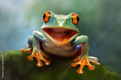 Tree frog, flying frog laughing 