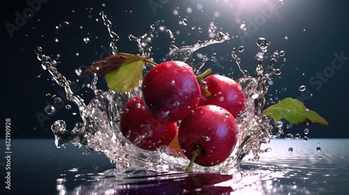 grape fruits with splash water Generative AI