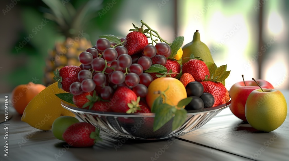 Fresh fruits background Generative AI Fresh fruits background Generative AI