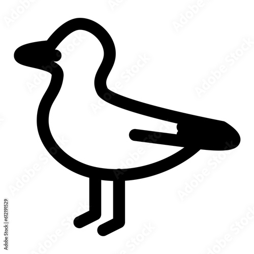 夏、カモメ、鳥を表すラインスタイルのアイコン