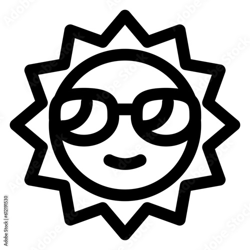 夏、太陽、サングラスを表すラインスタイルのアイコン