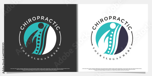 Vector chiropractic logo design for massage teraphy with creative concept