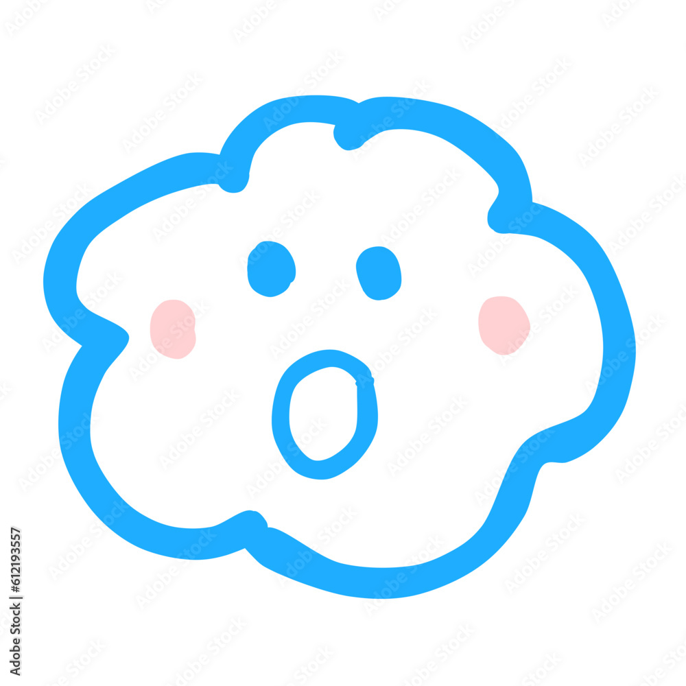 Cute Doodle Cloud with Face Expression