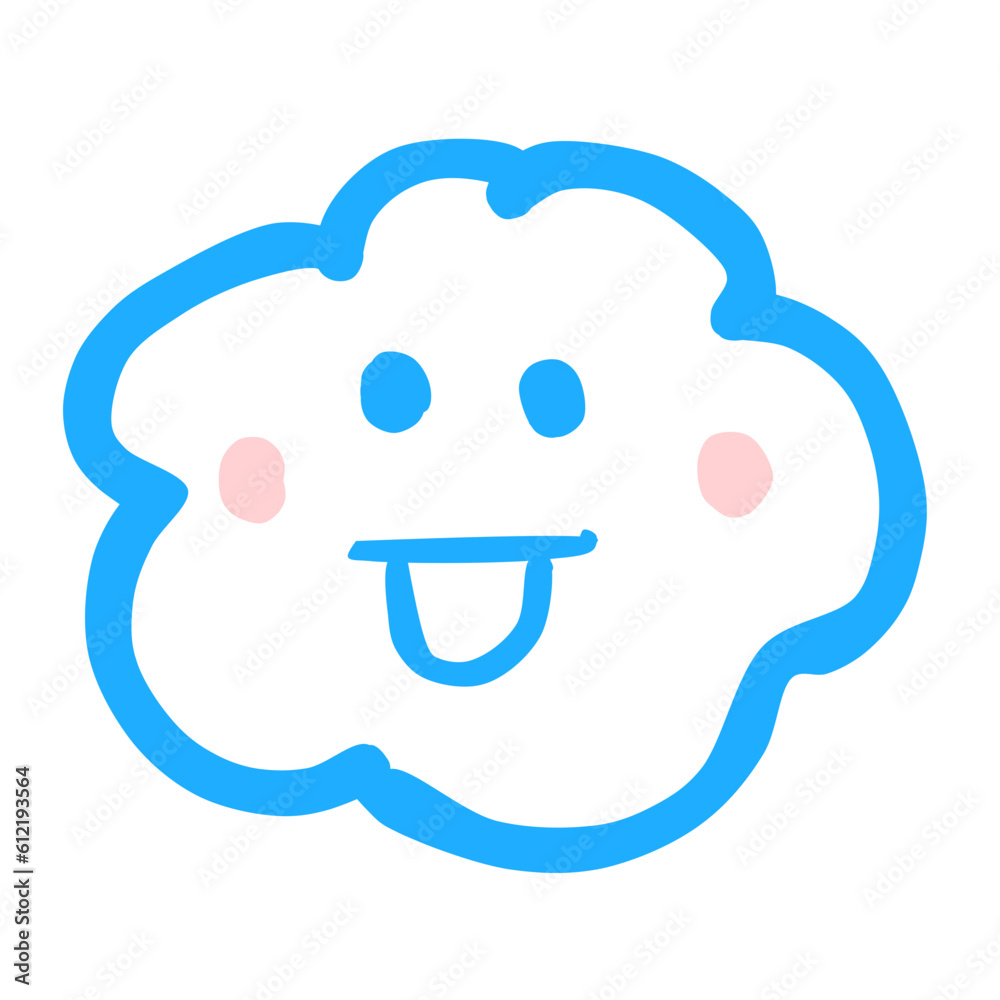 Cute Doodle Cloud with Face Expression Cute Doodle Cloud with Face Expression
